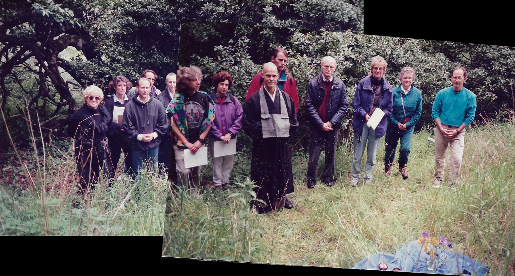 Reb Anderson (center) led a memorial service for Christopher Pirsig. Photo by Nancy Ann James (Chris Pirsig's mother)