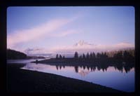 View of Tetons over lake