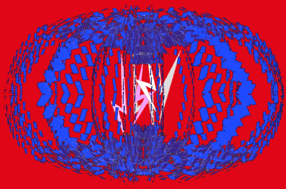 Blue on red