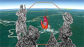 Ocho hombres center on the Red Hand with chakra of Feminine Ray