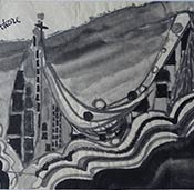 Manhattan Scoop, ink painting detail