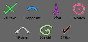 (MCS) Mrunesigns: Furtive, Opposite, Fear, Catch, Sister, Swirl, Tick
