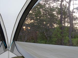 Dawn window in tent at Old Age Retreat 16 on March 5