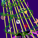 Woman's Kundalini cone with glyphs, mrunes, and green growth spiral path, 2018-02-14