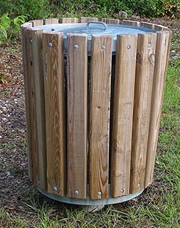 Trash can set above ground