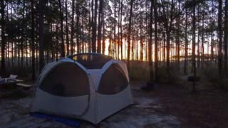 Tent site at sunrise