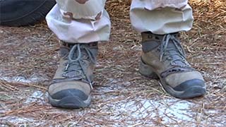 Well-worn boots from many hours of work on the Florida Trail