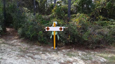 arrow signs mark the path