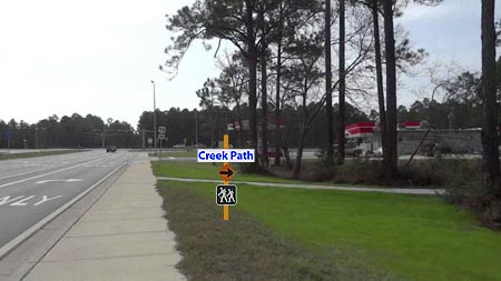 South end of the Creek Path, looking south