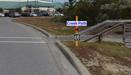 Creek Path entry to north end