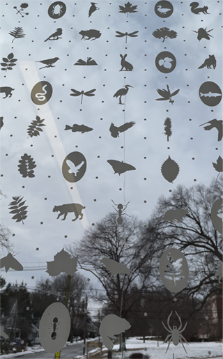 Window with FRIT image symbols of NJ plants and animals