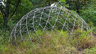 Wholeo Dome geodesic tube frame at The Farm EcoHostel 2017